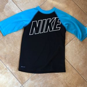 Nike black and teal rashguard size large